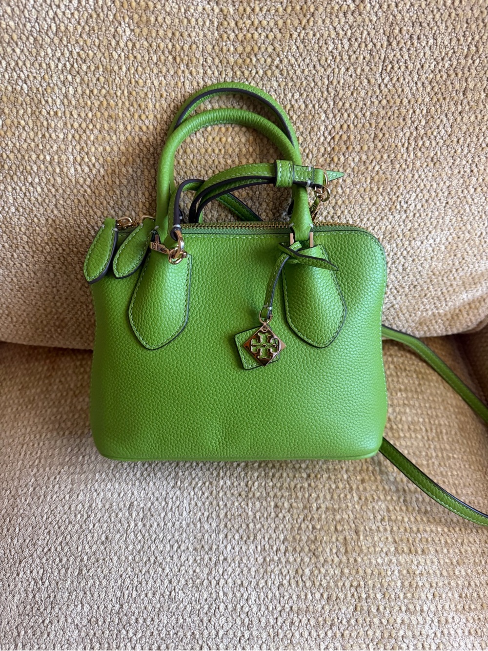 Tory Burch Mini Green Leather Satchel